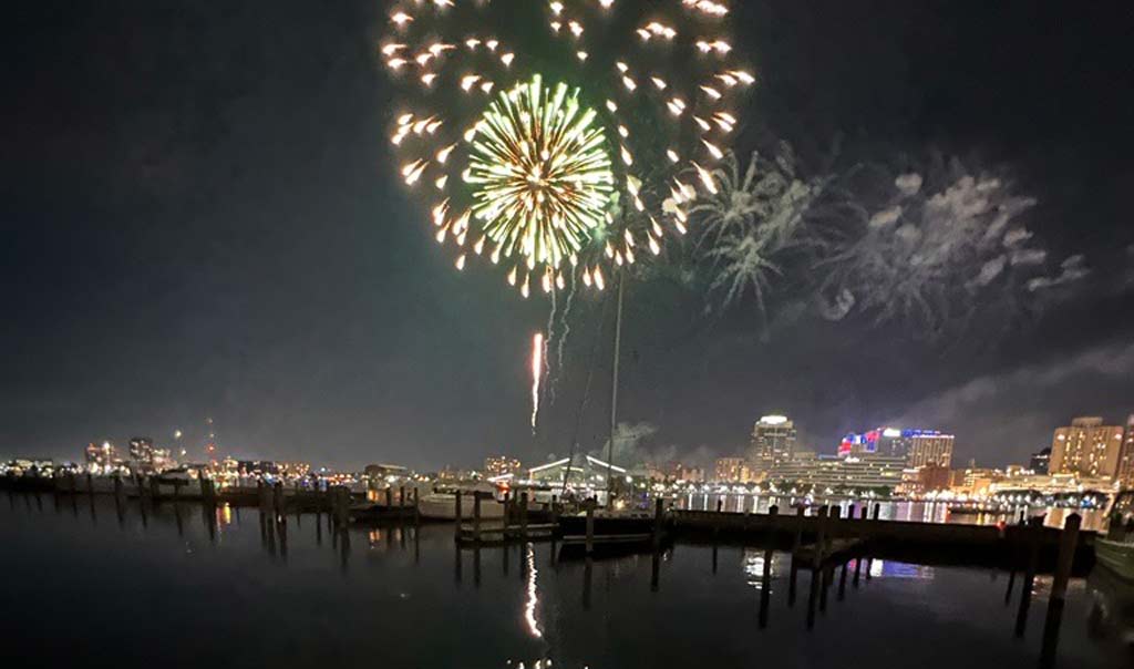 Fireworks from Tidewater Marina, Portsmouth, VA