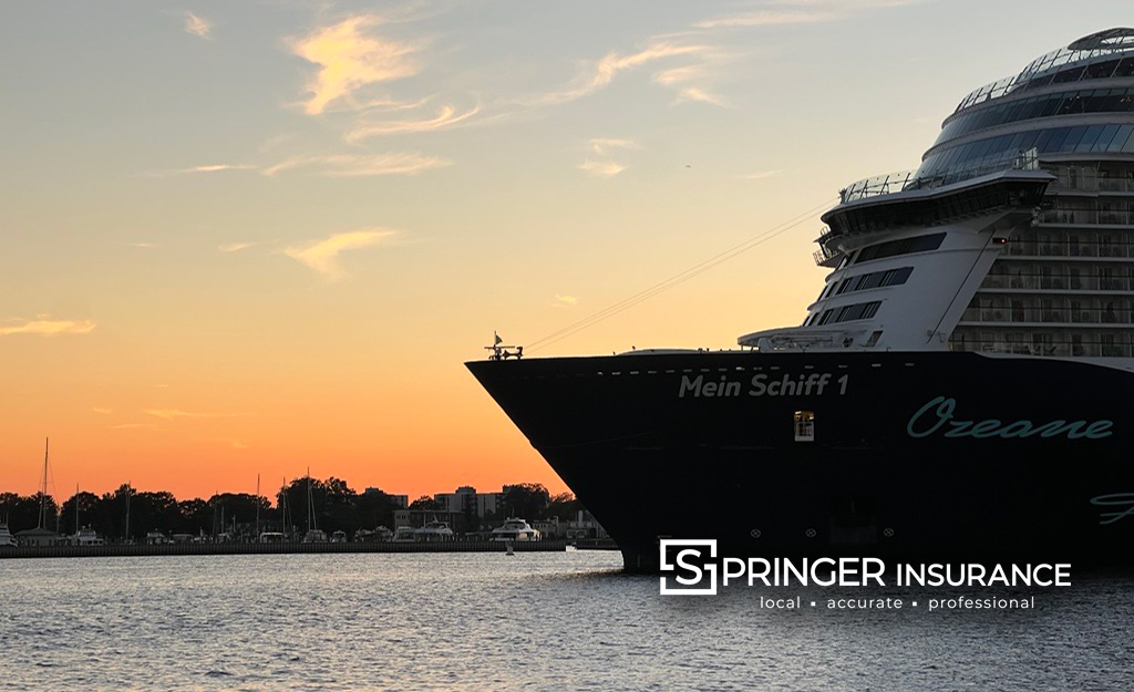 Red Sky at night and a cruise ship in Norfolk . 