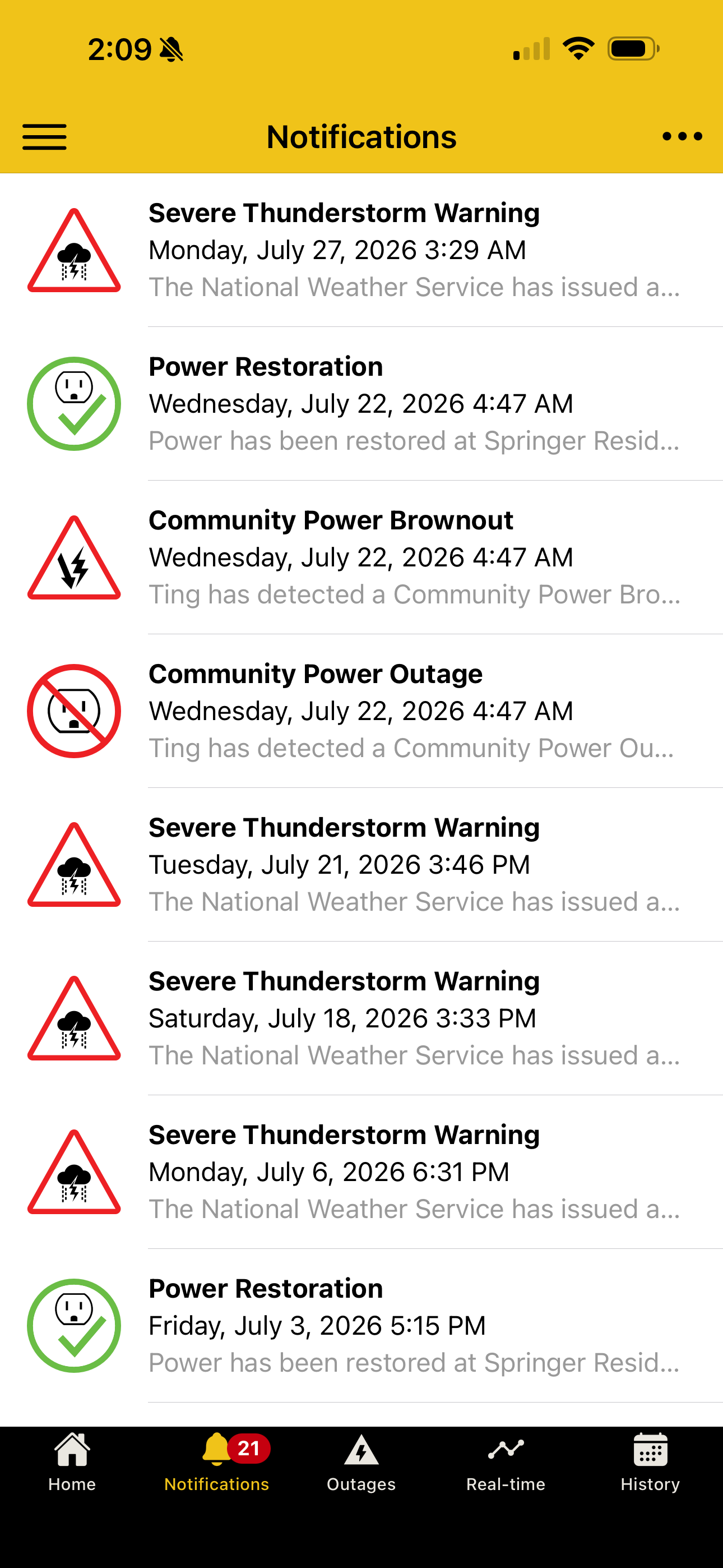 Ting notification screenshot showing app alerts