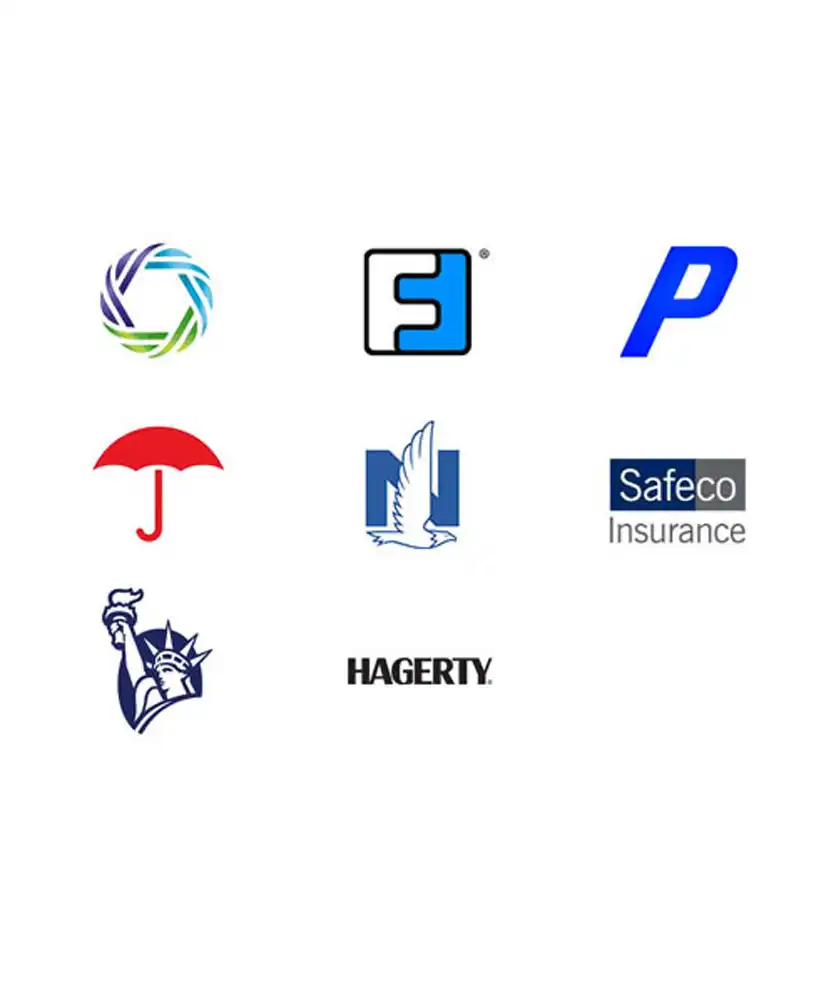 A graphic showing 8 or our many insurance carriers