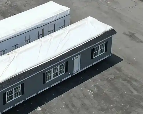 A drone shot of some just built mobile homes in Boydton Virginia