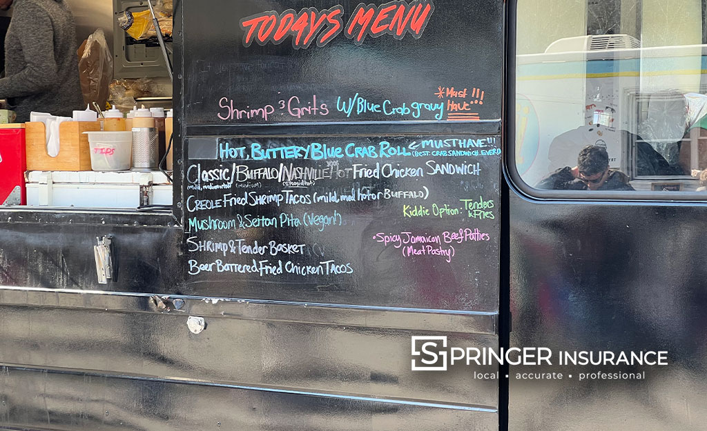 A menu on a local food truck at a Tarrington Swim Meet