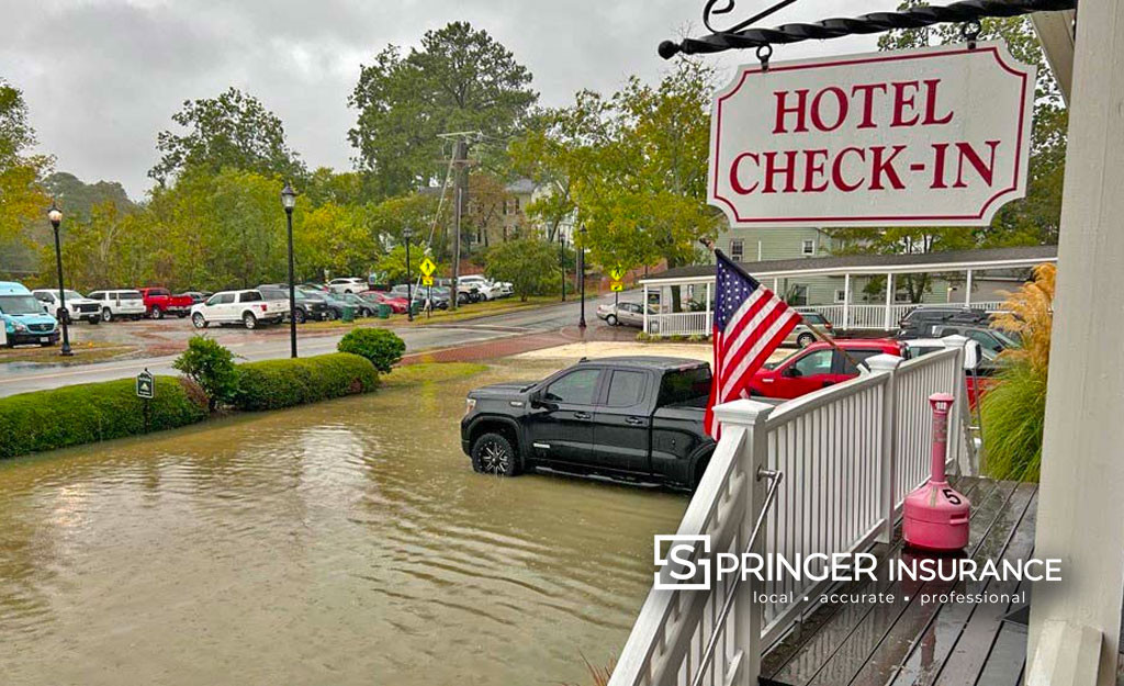 Flooding at Smithfield Station in Smithfield Virginia