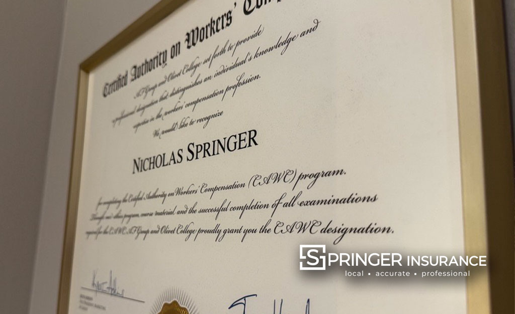 Nick Springer Earned the Certified Authority on Workers Compensation in 2020